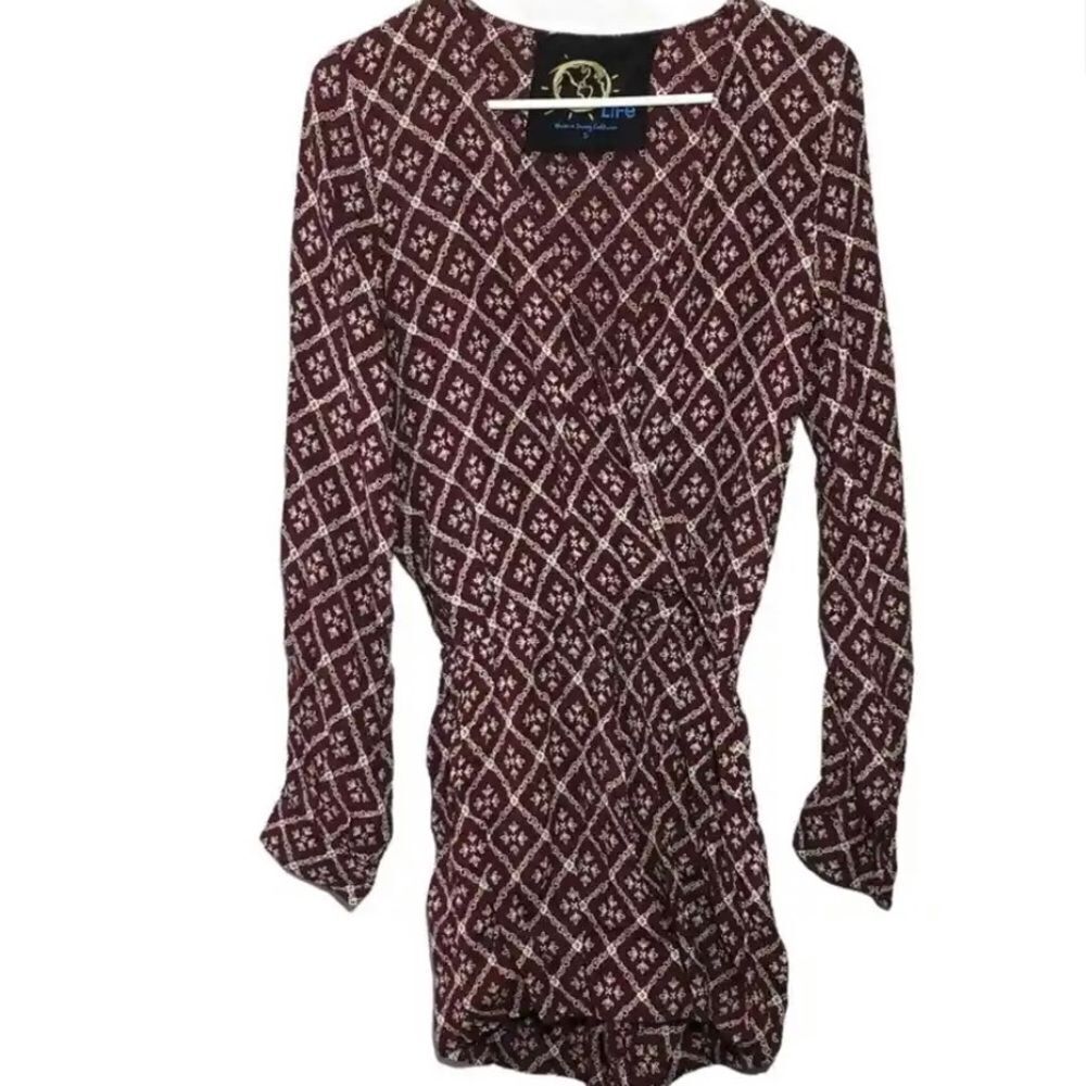 Blue Life Patterned Long Sleeve Romper S